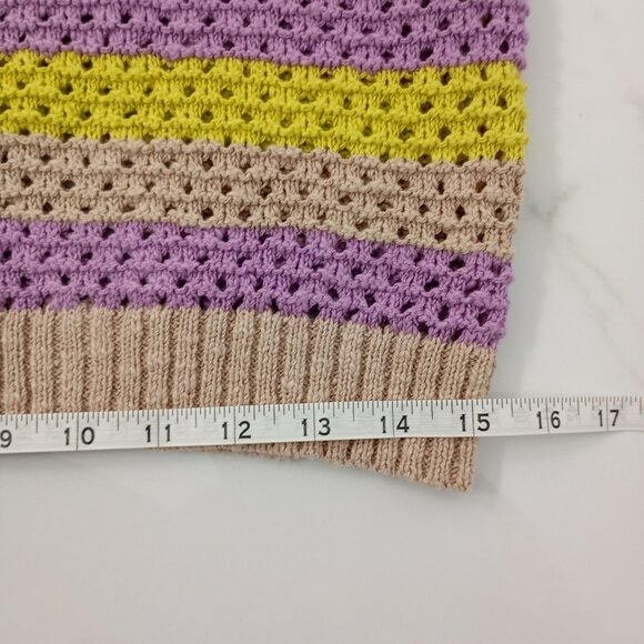 Lulus Striped Crochet Knit Sleeveless Sweater Vest Top Size L Womens - Picture 7 of 8